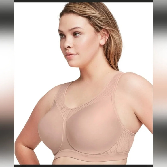 GLAMORISE High Impact Seamless Underwire Sports Bra Plus Size 44H Cafe - Picture 2 of 12